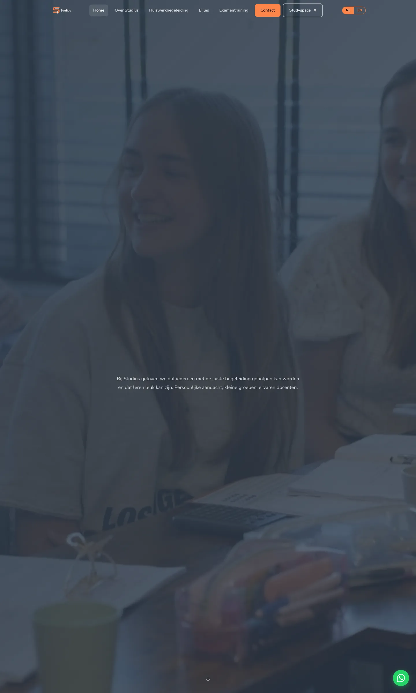 De nieuwe website van Studius, desktopweergave
