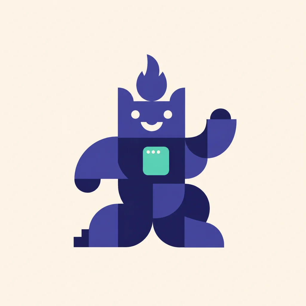 Geometrische illustratie die Merry voorstelt, Teamleider app-ontwikkeling